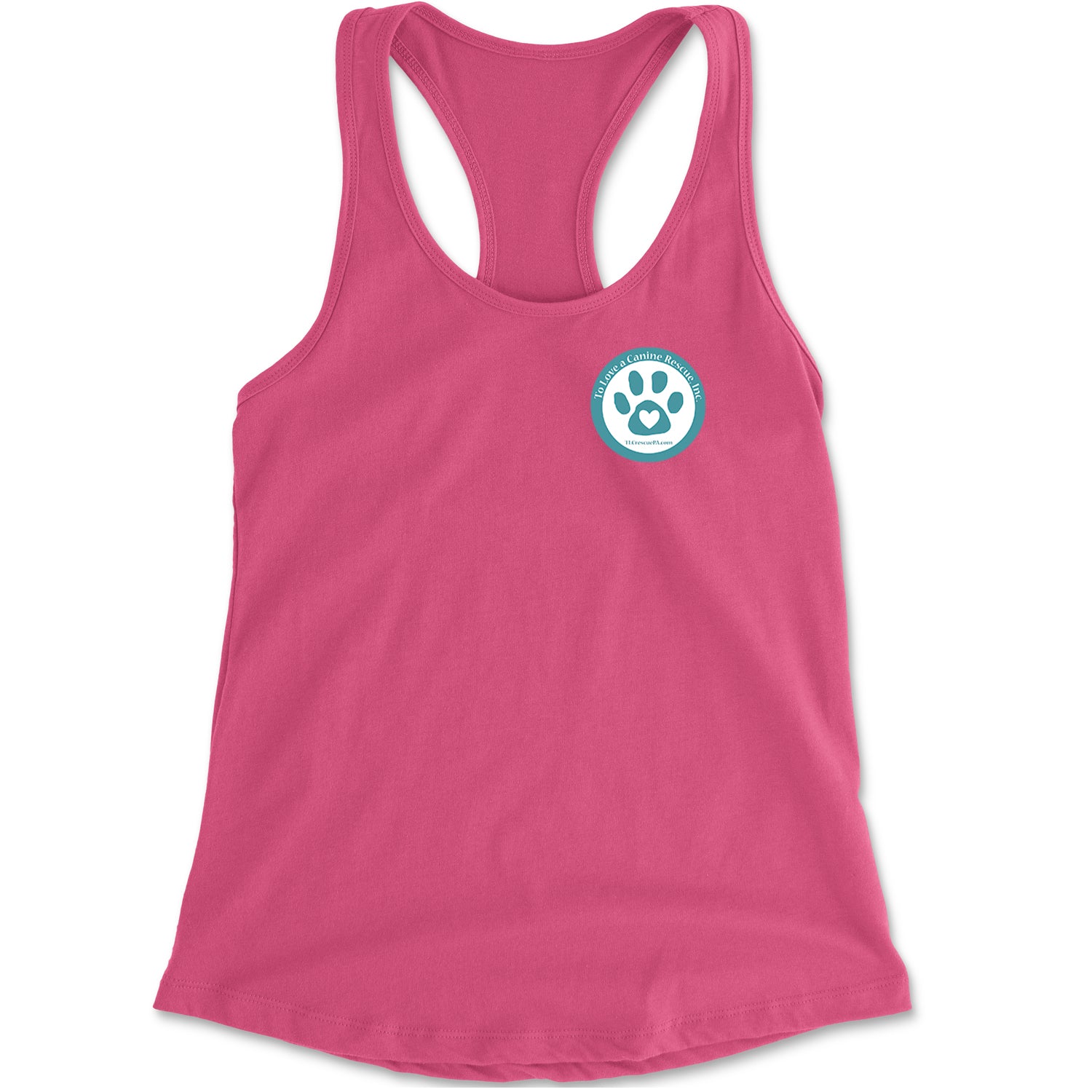 TLC To Love a Canine Dog Rescue Teal Racerback Tank Top for Women Hot Pink