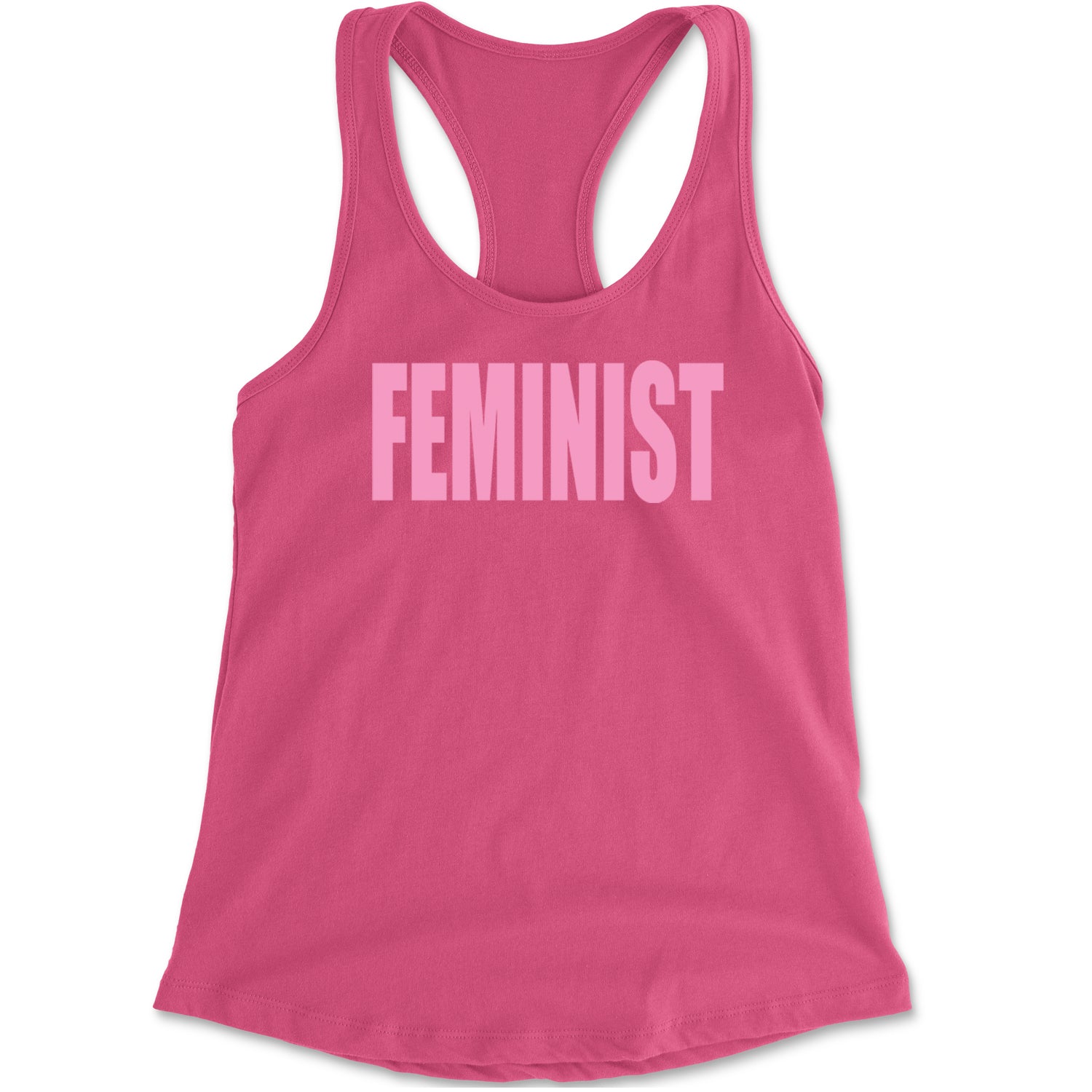 Feminist (Pink Print) Racerback Tank Top for Women Hot Pink