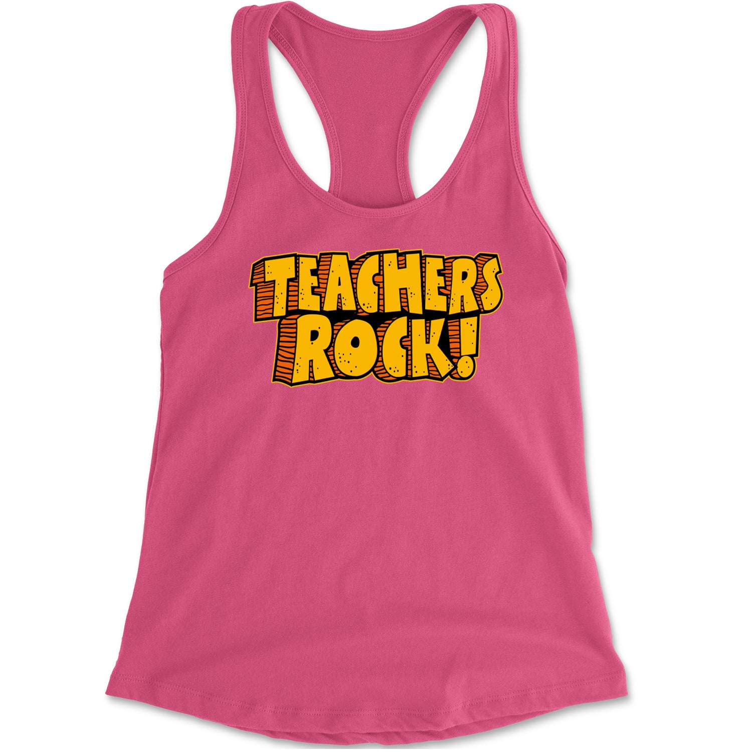 Teachers Rock Retro Racerback Tank Top for Women Hot Pink