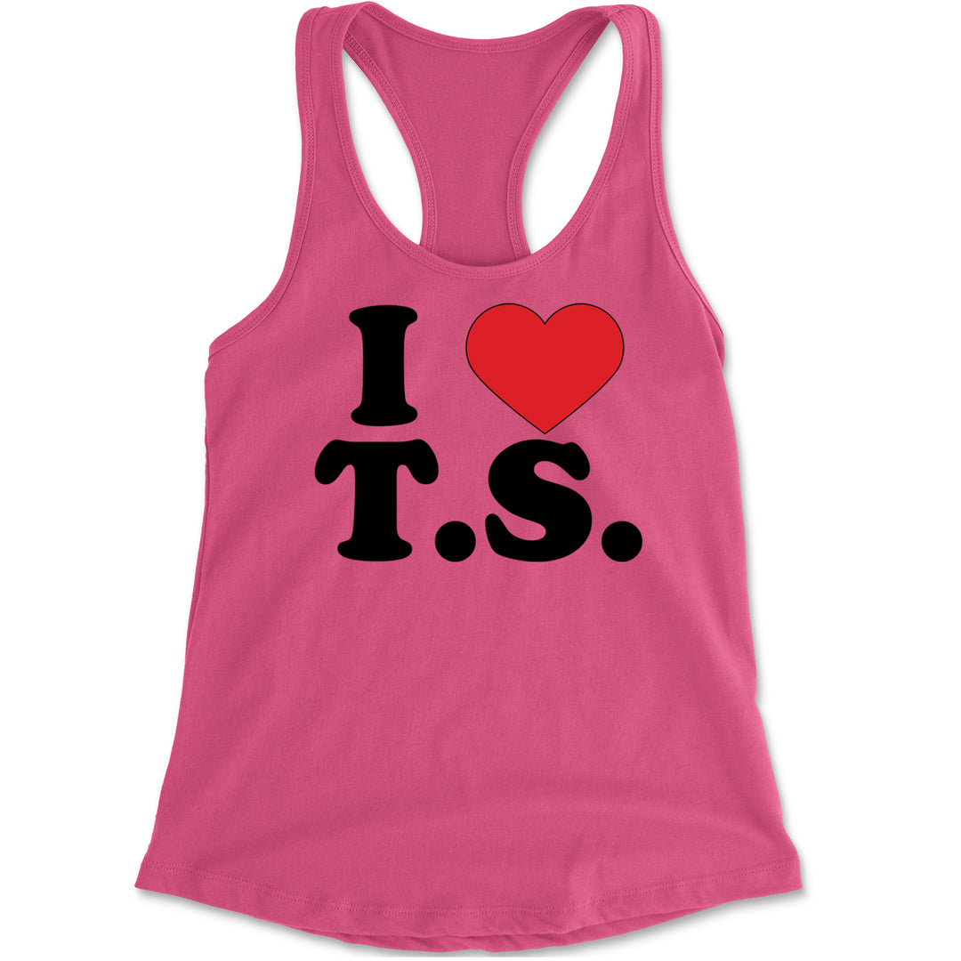 I Heart T.S. Concert Music Lover  Racerback Tank Top for Women Hot Pink