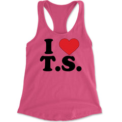 I Heart T.S. Concert Music Lover  Racerback Tank Top for Women Hot Pink