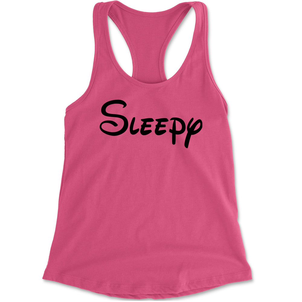 Sleepy - 7 Dwarfs Costume Racerback Tank Top for Women Hot Pink
