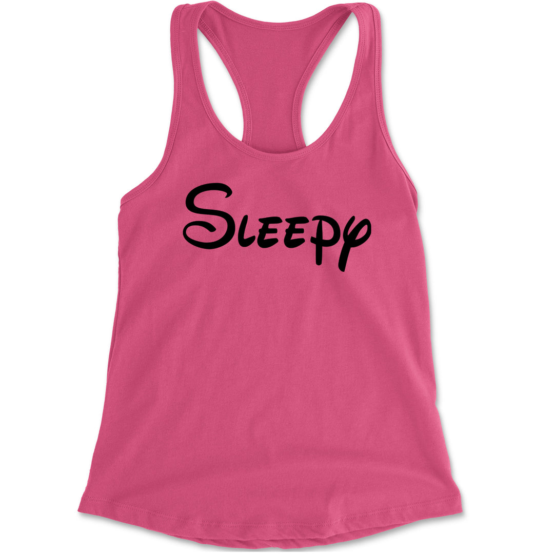 Sleepy - 7 Dwarfs Costume Racerback Tank Top for Women Hot Pink