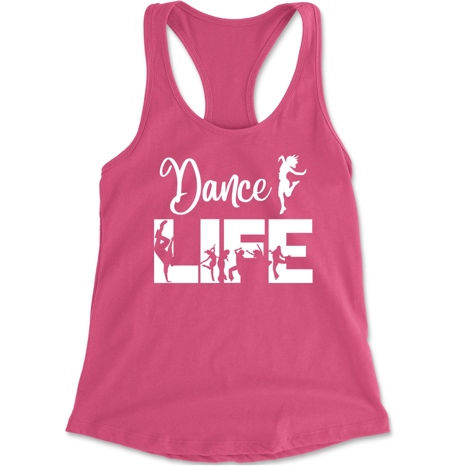 Dance Life Silhouette Dancers Racerback Tank Top for Women Hot Pink