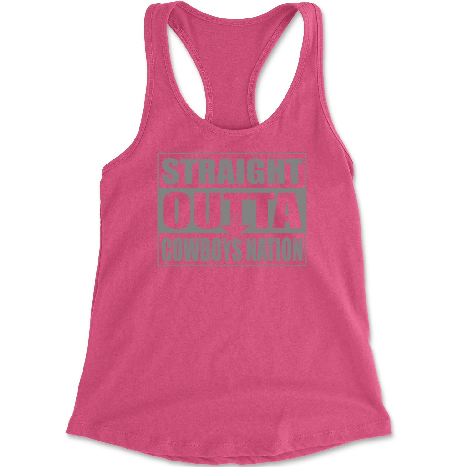 Straight Outta Cowboys Nation   Racerback Tank Top for Women Hot Pink