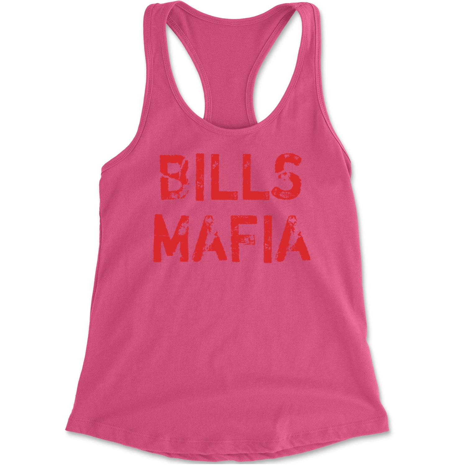 Distressed Bills Mafia Football Racerback Tank Top for Women Hot Pink