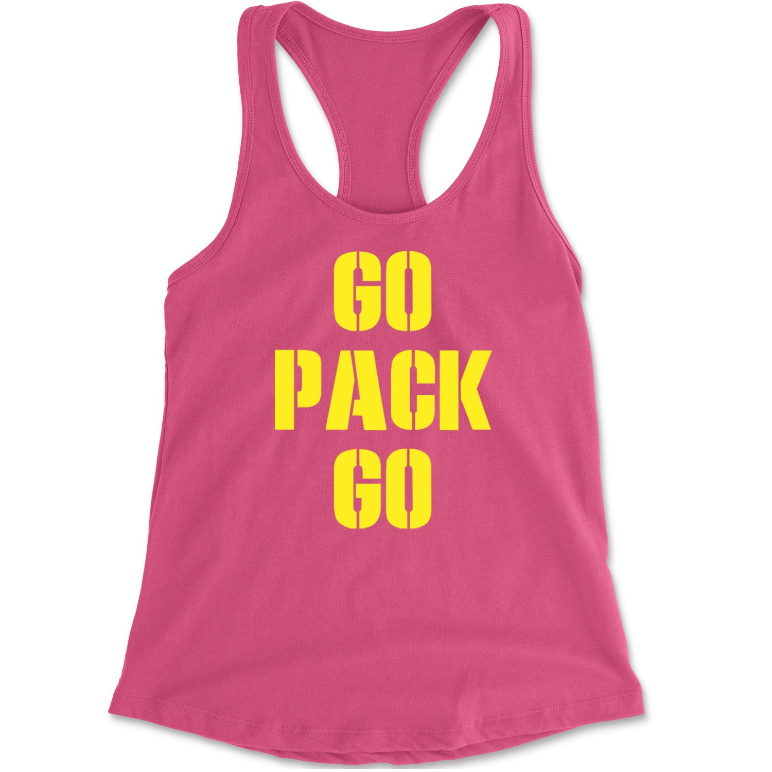 Go Pack Go Green Bay Racerback Tank Top for Women Hot Pink