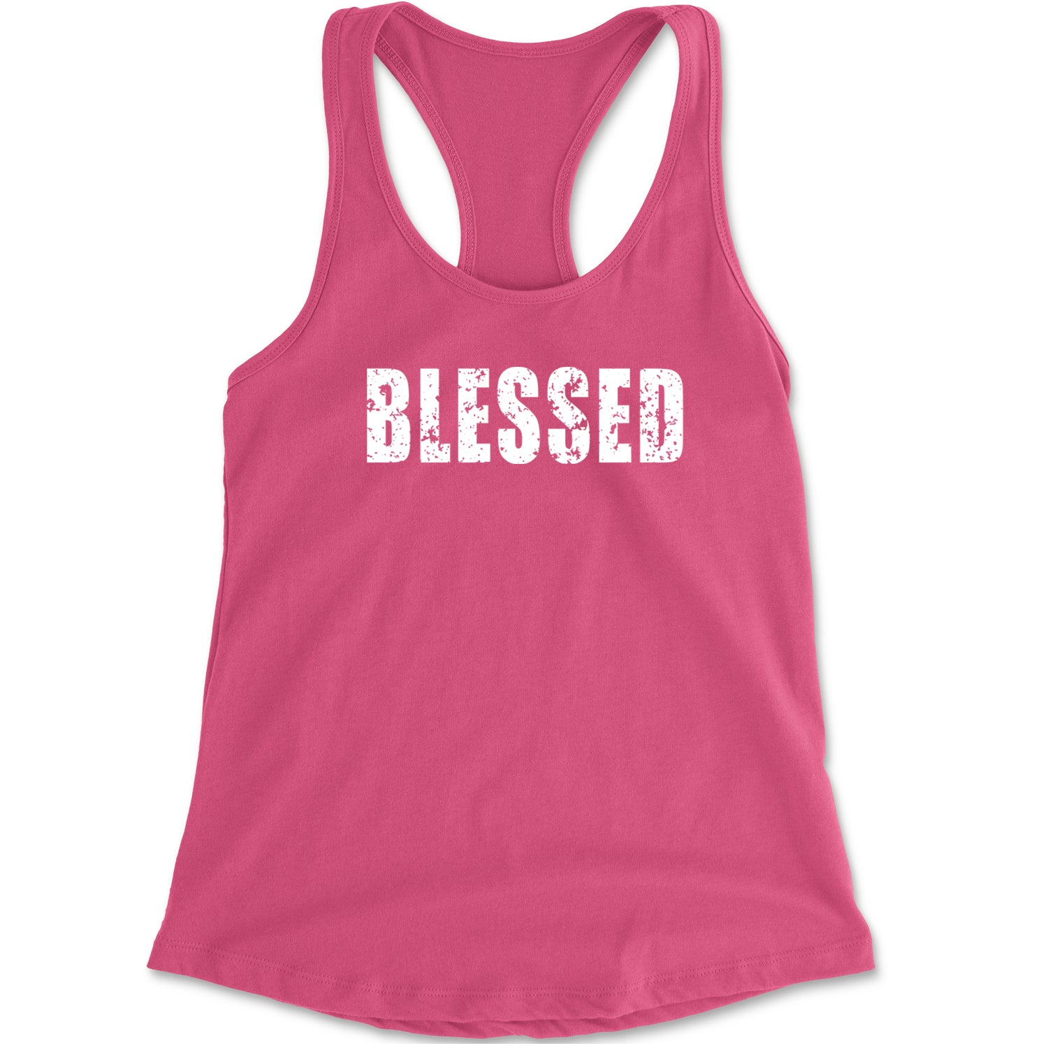 Blessed Religious Grateful Thankful Racerback Tank Top for Women Hot Pink