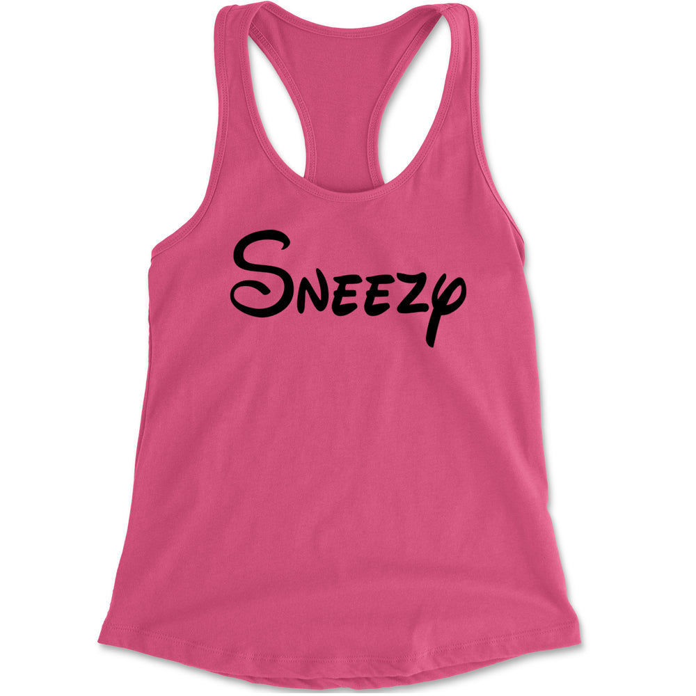 Sneezy - 7 Dwarfs Costume Racerback Tank Top for Women Hot Pink