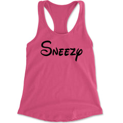 Sneezy - 7 Dwarfs Costume Racerback Tank Top for Women Hot Pink