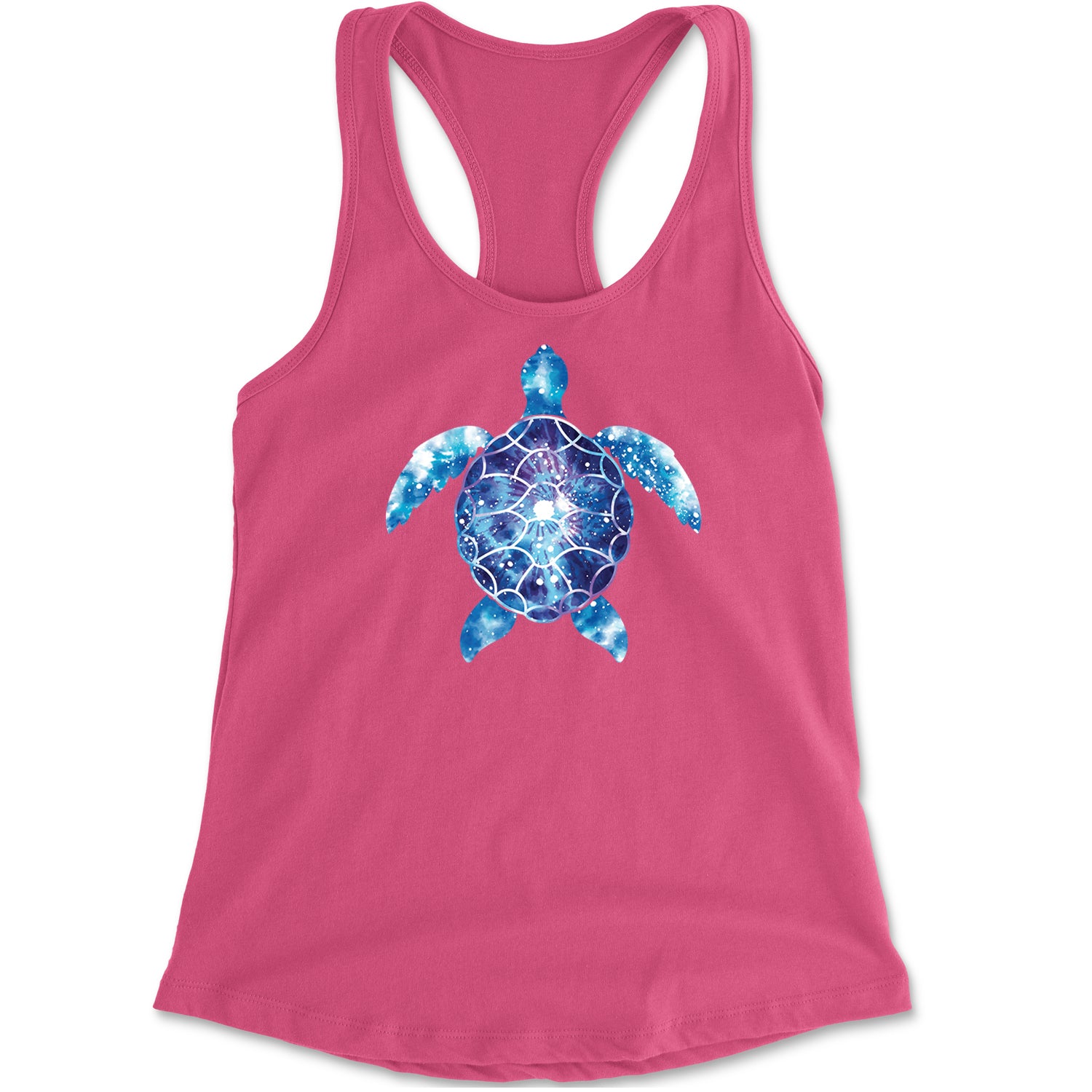 Ocean Aura Tie-Dye Sea Turtle Racerback Tank Top for Women Hot Pink