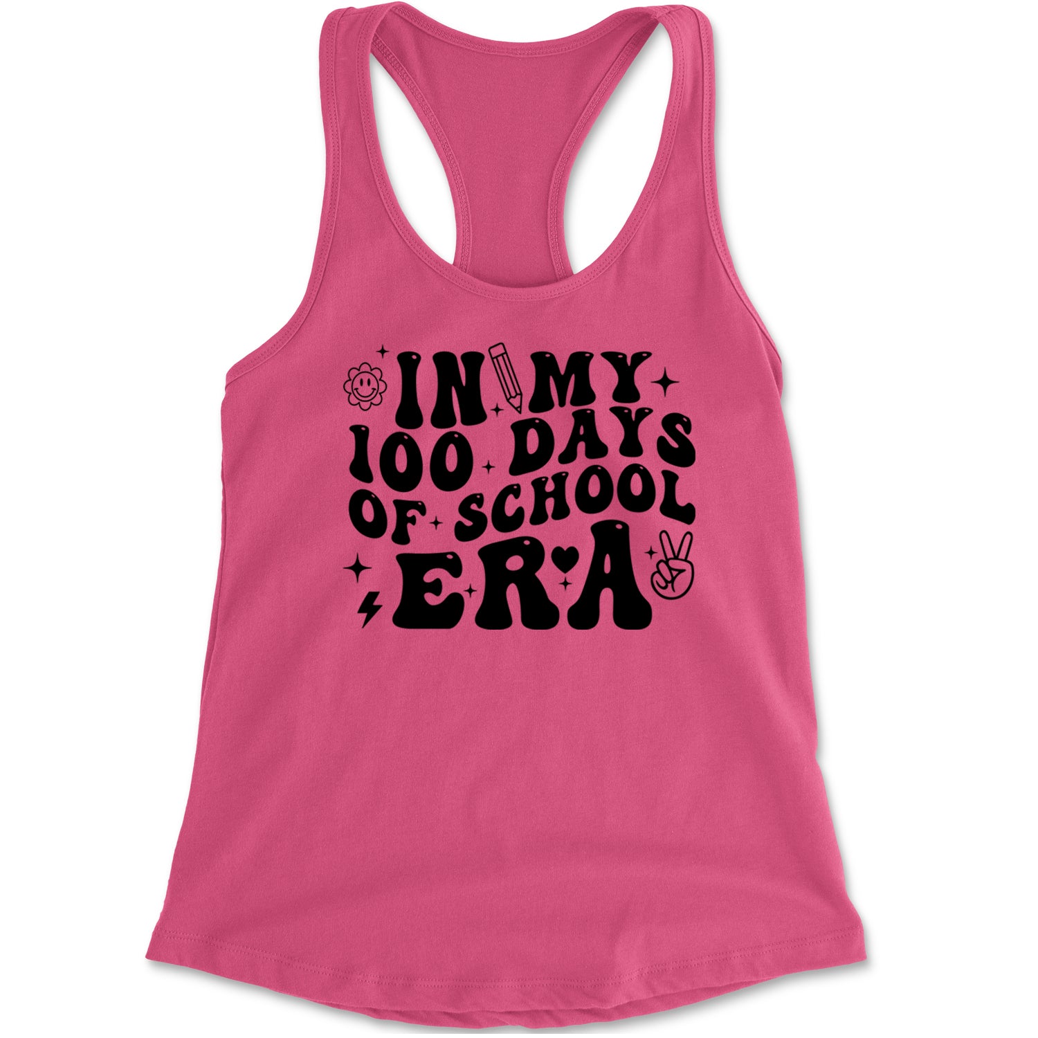 In My 100 Days Of School Era Racerback Tank Top for Women Heather Grey