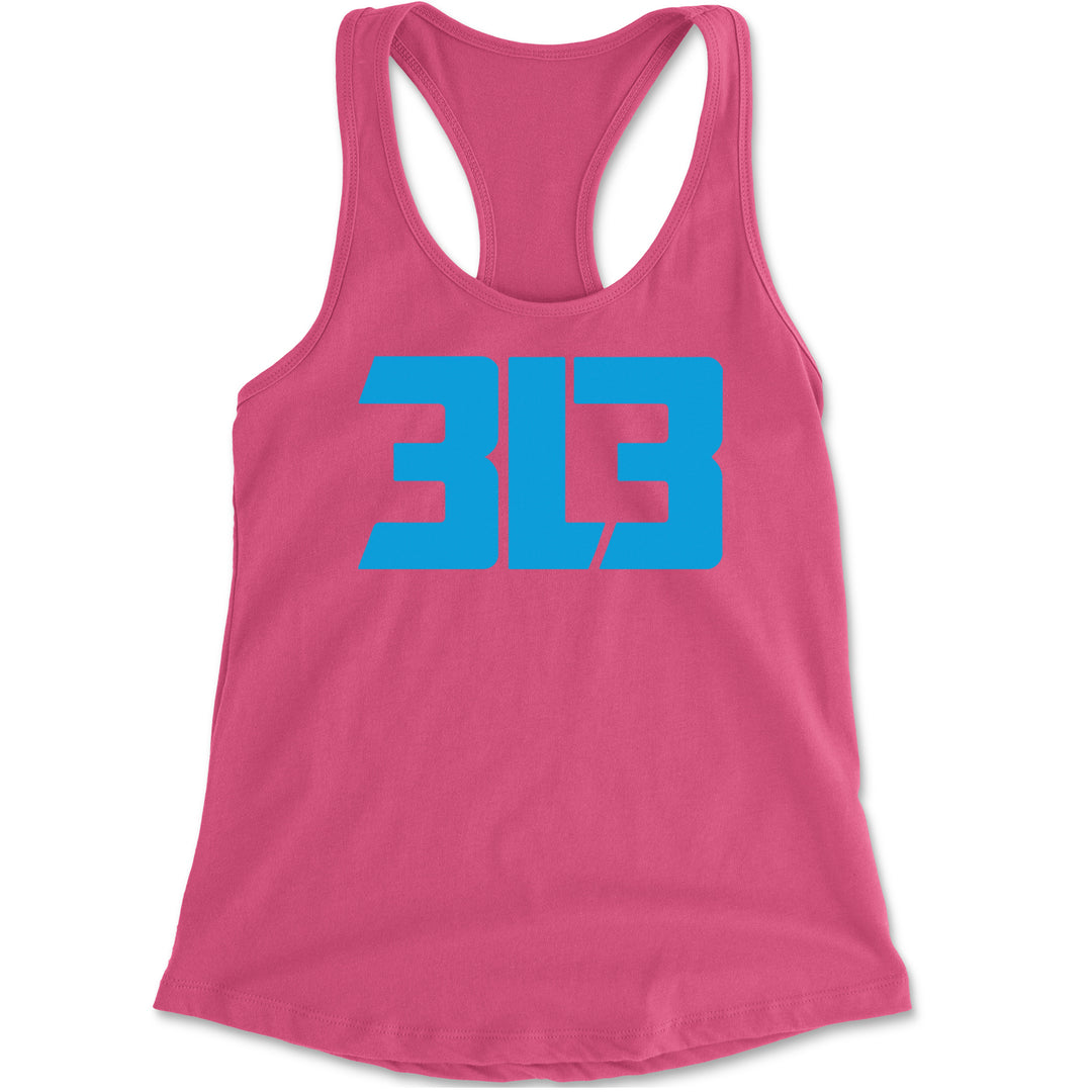 3L3 From The 313 Detroit Football Racerback Tank Top for Women Hot Pink