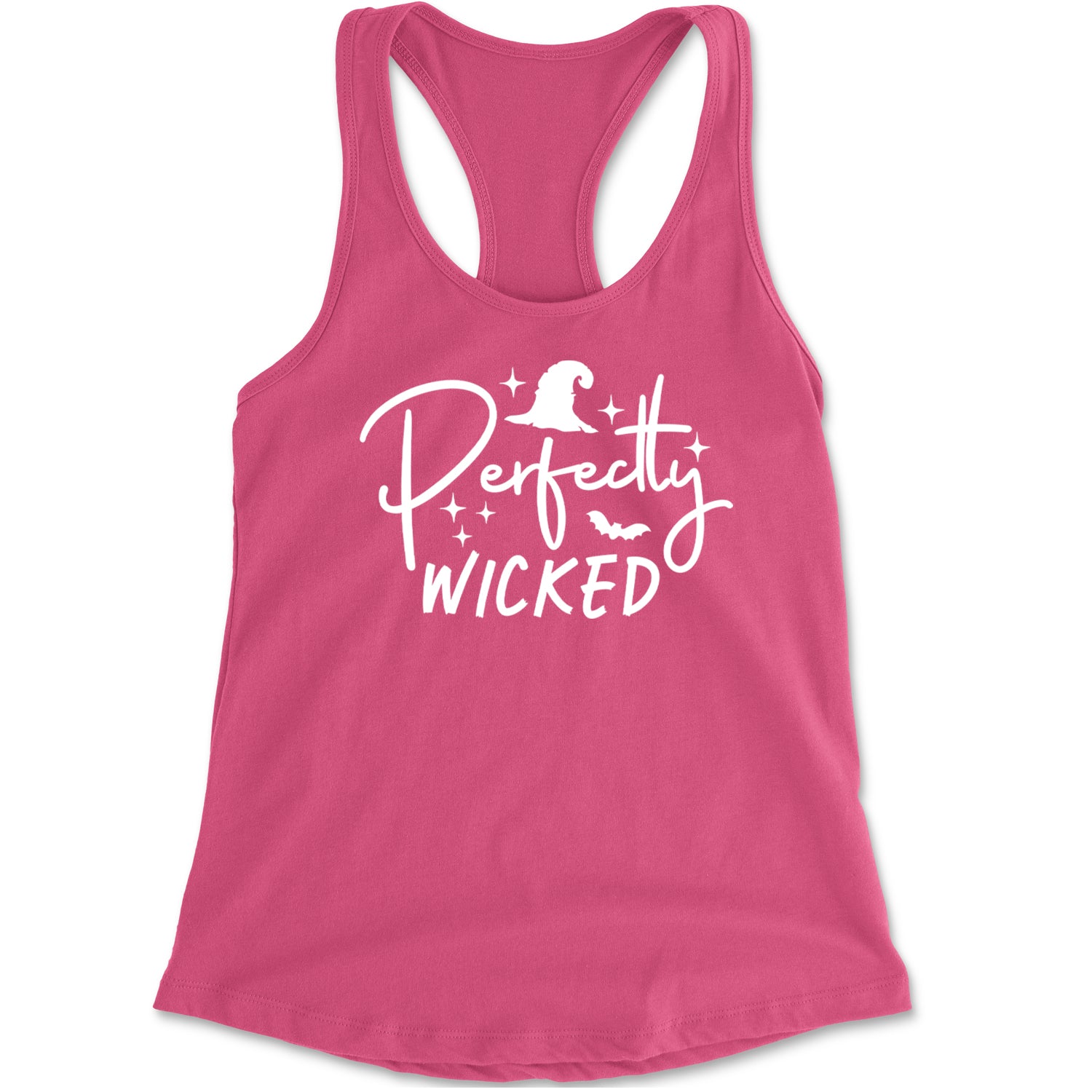 Perfectly Wicked Witchy Halloween Racerback Tank Top for Women Hot Pink