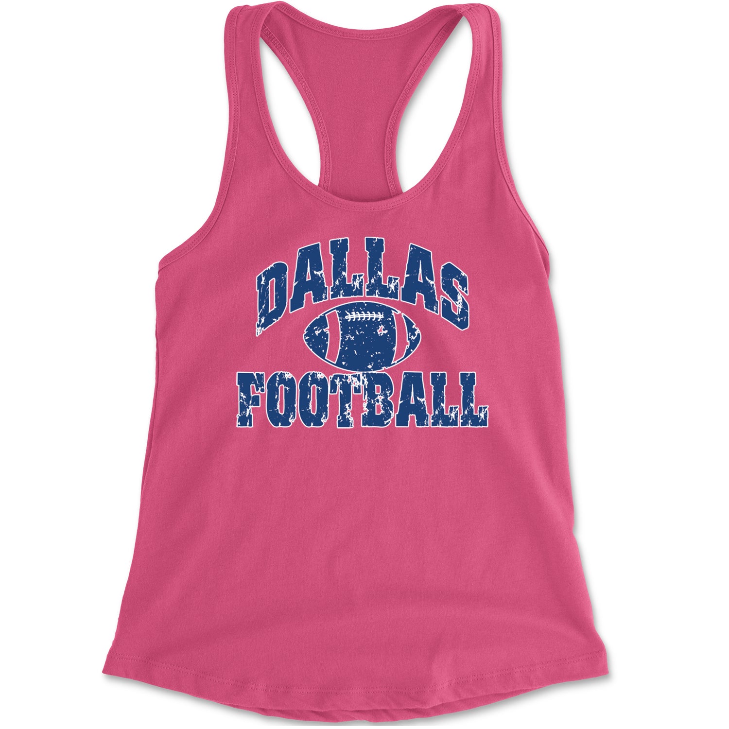 Dallas Distressed Football Racerback Tank Top for Women Hot Pink