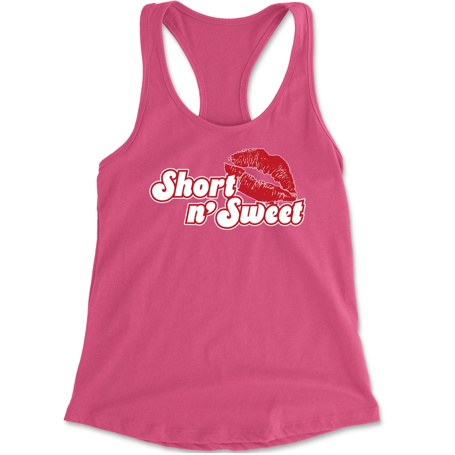 Short N' Sweet Red Lips Racerback Tank Top for Women Hot Pink