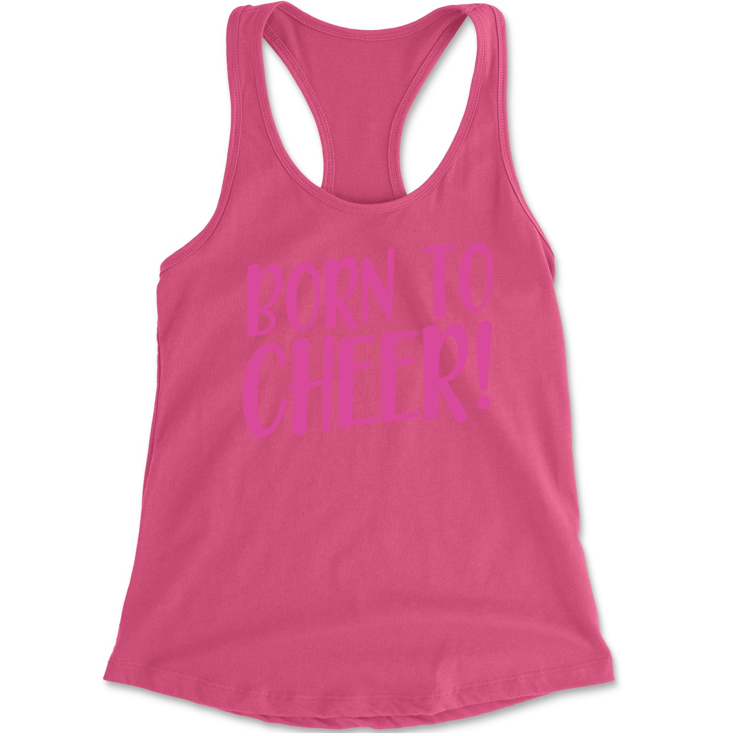 Born To Cheer Racerback Tank Top for Women Hot Pink