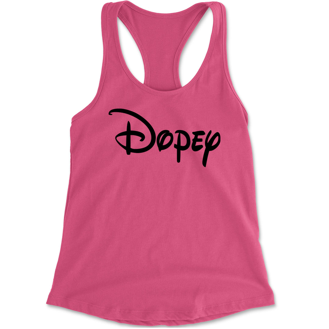 Dopey - 7 Dwarfs Costume Racerback Tank Top for Women Hot Pink