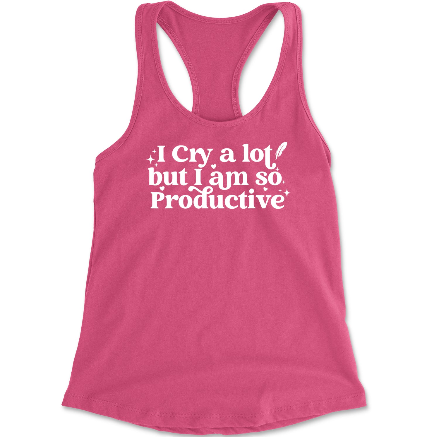 I Cry A Lot But I am So Productive TTPD Racerback Tank Top for Women Hot Pink