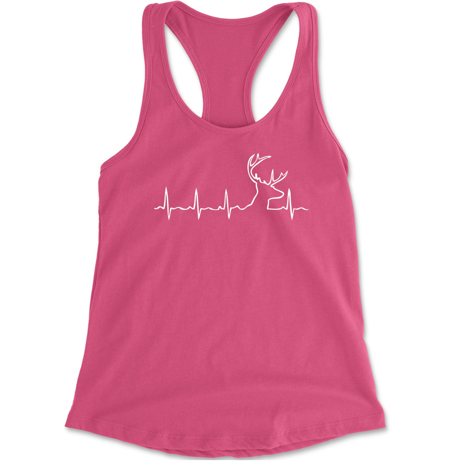 Hunting Heartbeat Deer Hunter Buck Stag Antlers  Racerback Tank Top for Women Hot Pink