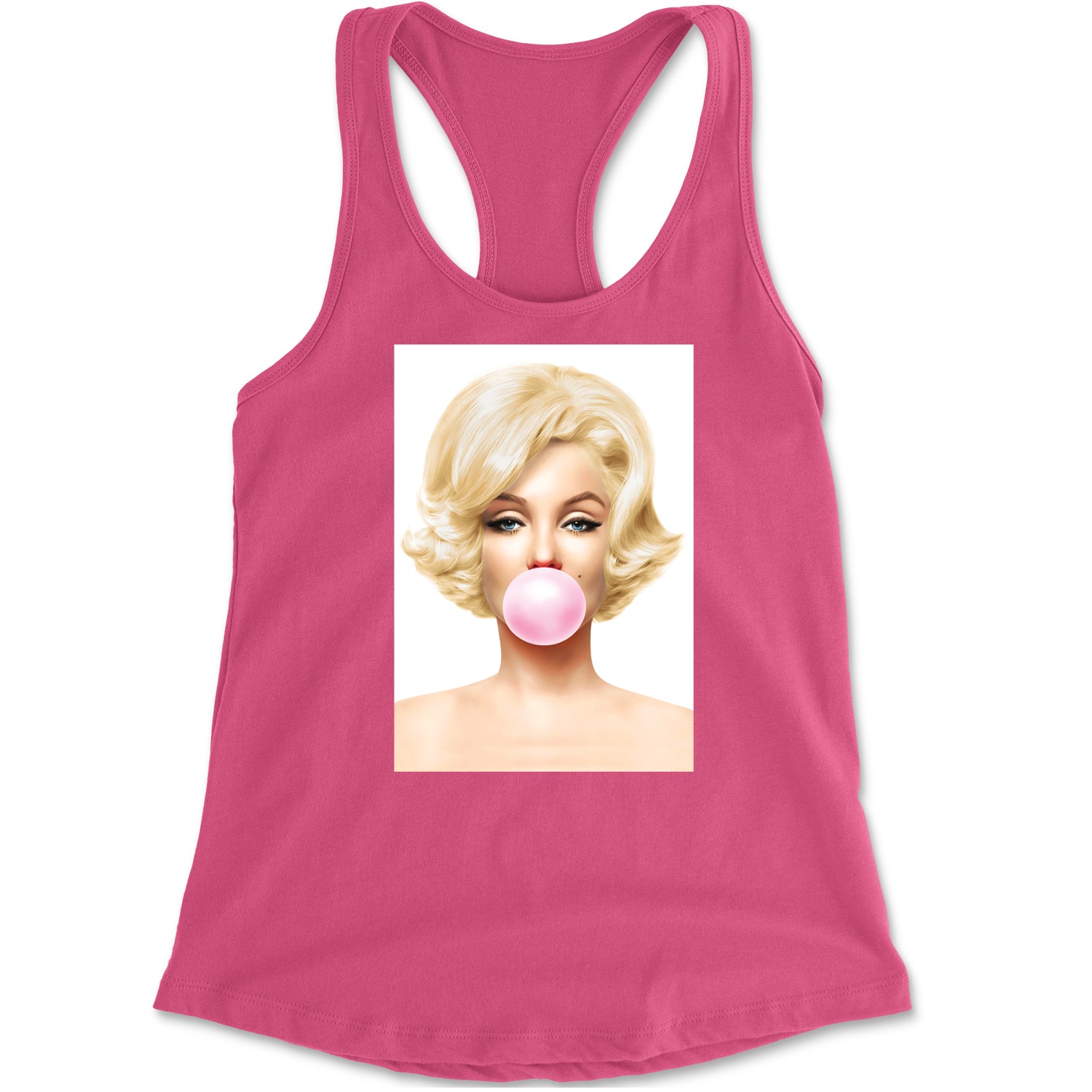 Ms. Monroe Pink Bubble Gum American Icon Racerback Tank Top for Women Hot Pink