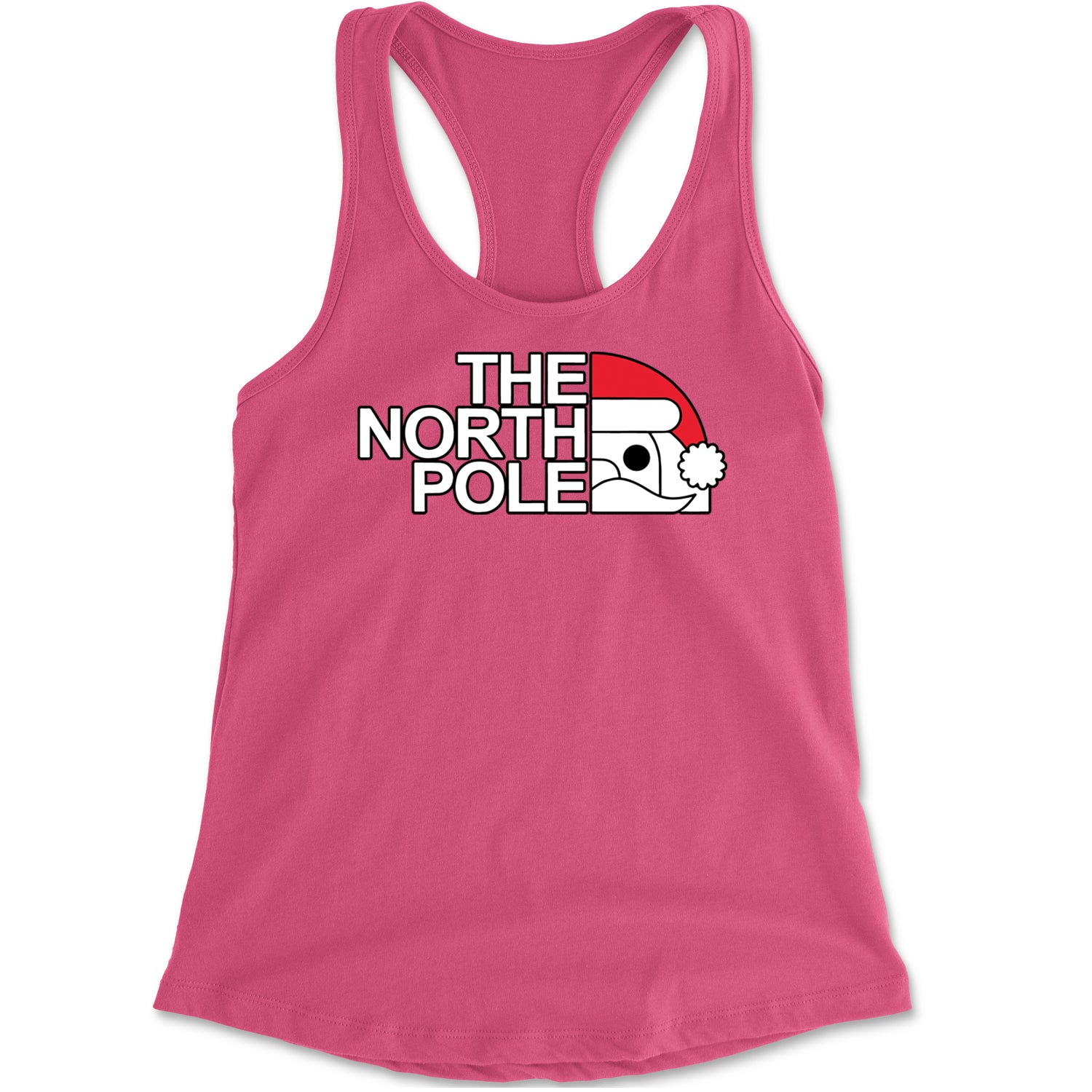 The North Pole Santa Face Racerback Tank Top for Women Hot Pink