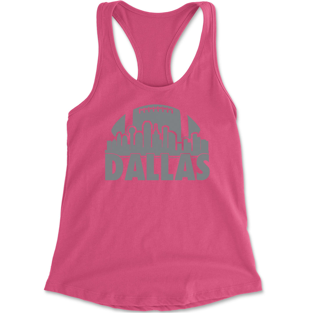 Dallas Texas Skyline Racerback Tank Top for Women Hot Pink