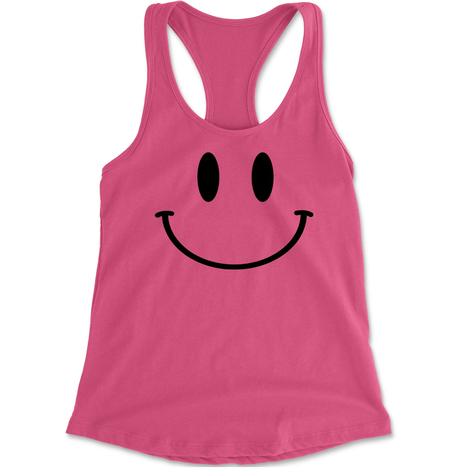 Smile Face Racerback Tank Top for Women Hot Pink