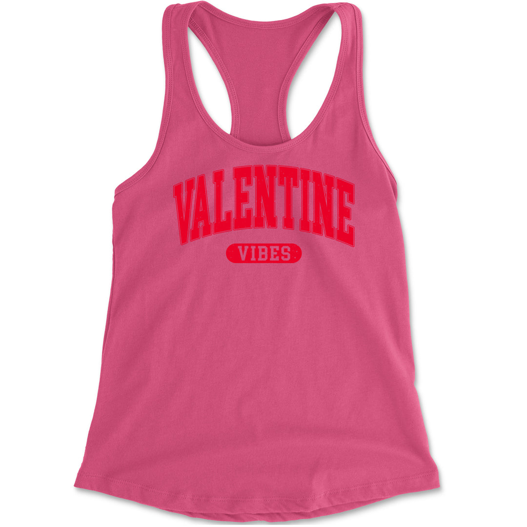 Valentines Vibes Racerback Tank Top for Women Hot Pink