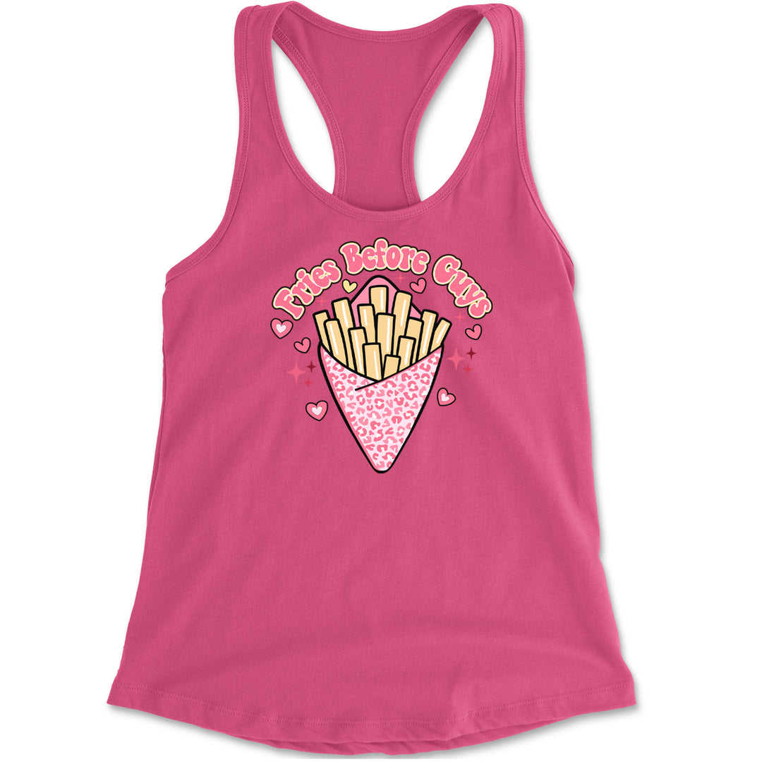 Fries Before Guys Racerback Tank Top for Women Hot Pink