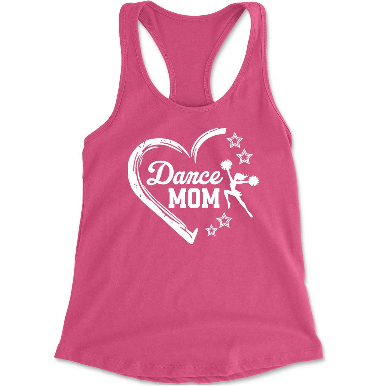 Heart Dance Mom Love Racerback Tank Top for Women Hot Pink