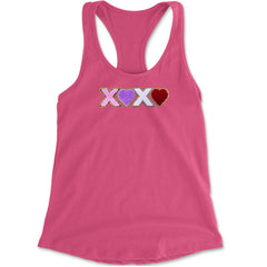 XOXO Chenille Patch Valentines Days Racerback Tank Top for Women Hot Pink