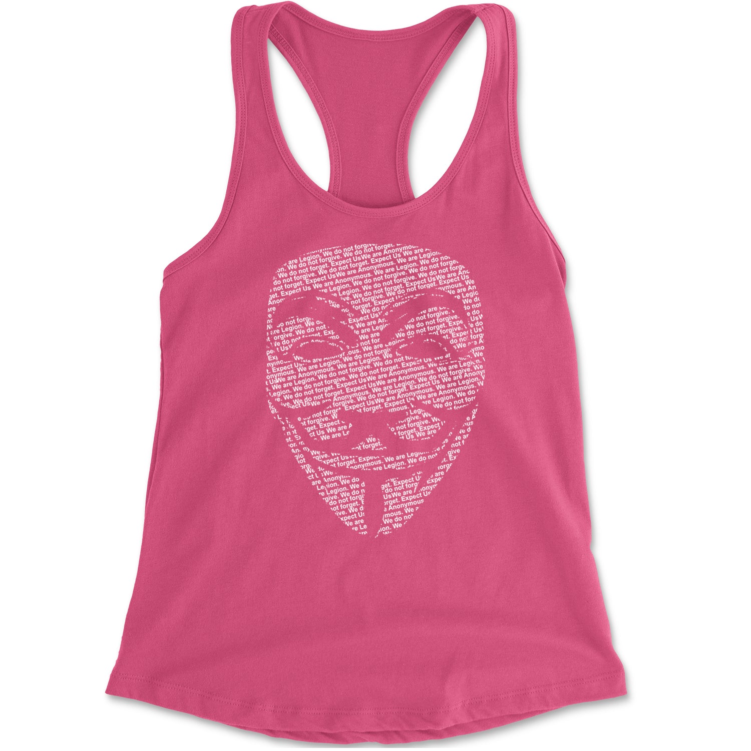 V For Vendetta Anonymous Mask Racerback Tank Top for Women Hot Pink