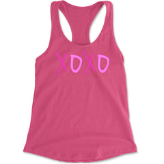 XOXO Pink Print Racerback Tank Top for Women Hot Pink