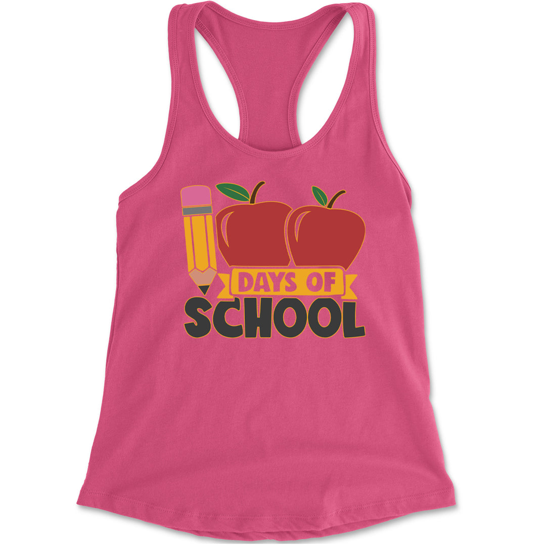 100 Days Of School Apple Pencil Racerback Tank Top for Women Hot Pink