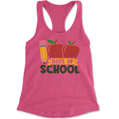 100 Days Of School Apple Pencil Racerback Tank Top for Women Hot Pink