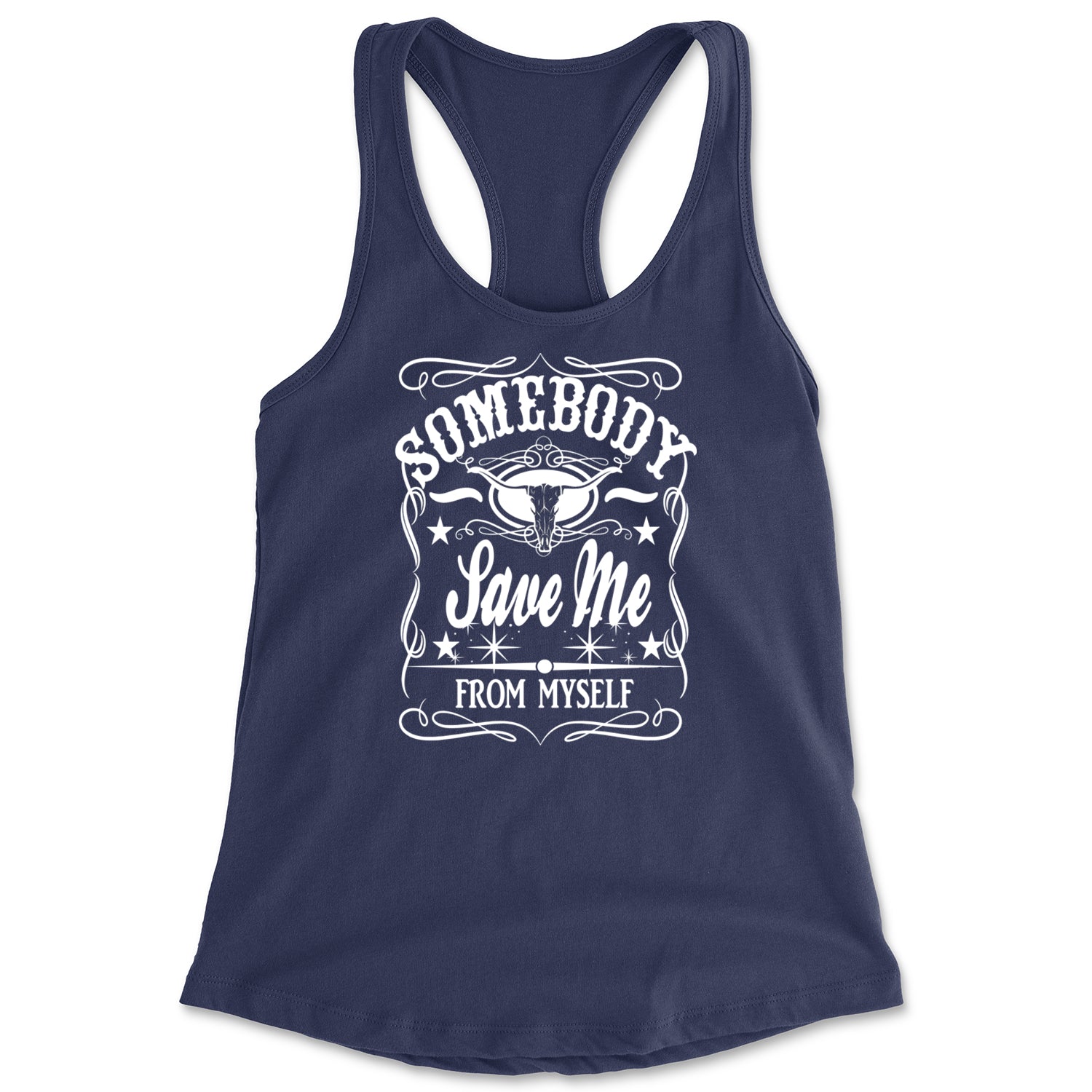 Somebody Save Me From Myself Son Of A Sinner Racerback Tank Top for Women Navy Blue