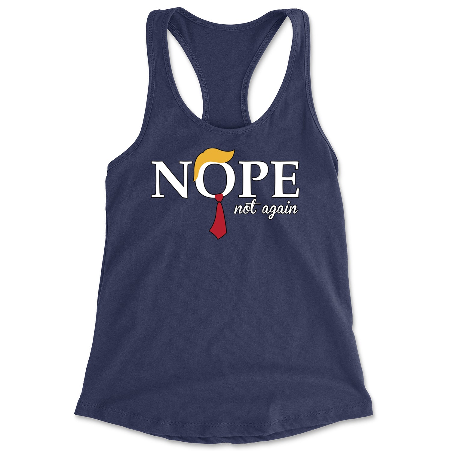 Nope Not Again Anti-Trump 2024 Racerback Tank Top for Women Navy Blue