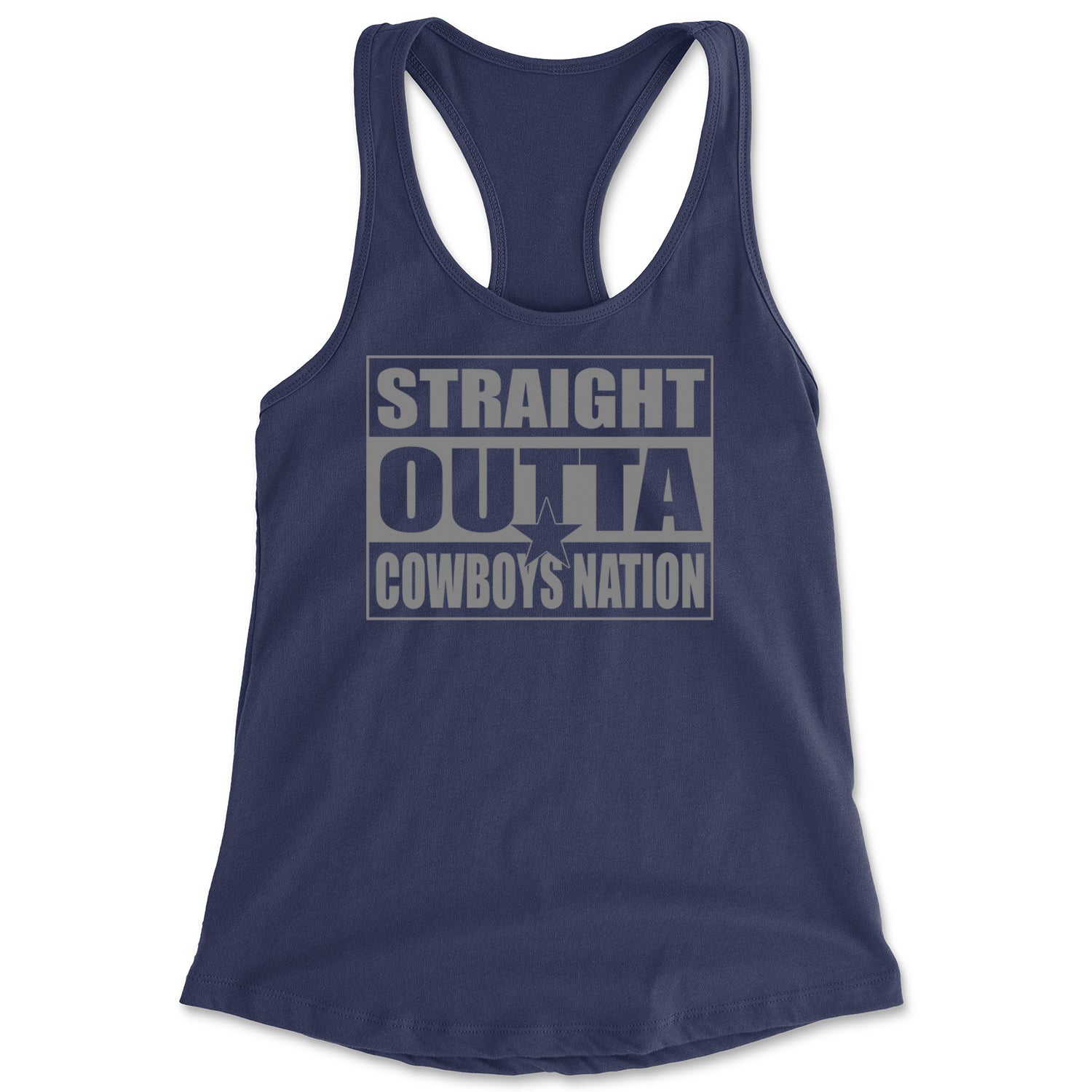 Straight Outta Cowboys Nation   Racerback Tank Top for Women Navy Blue