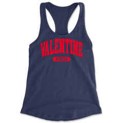 Valentines Vibes Racerback Tank Top for Women Navy Blue