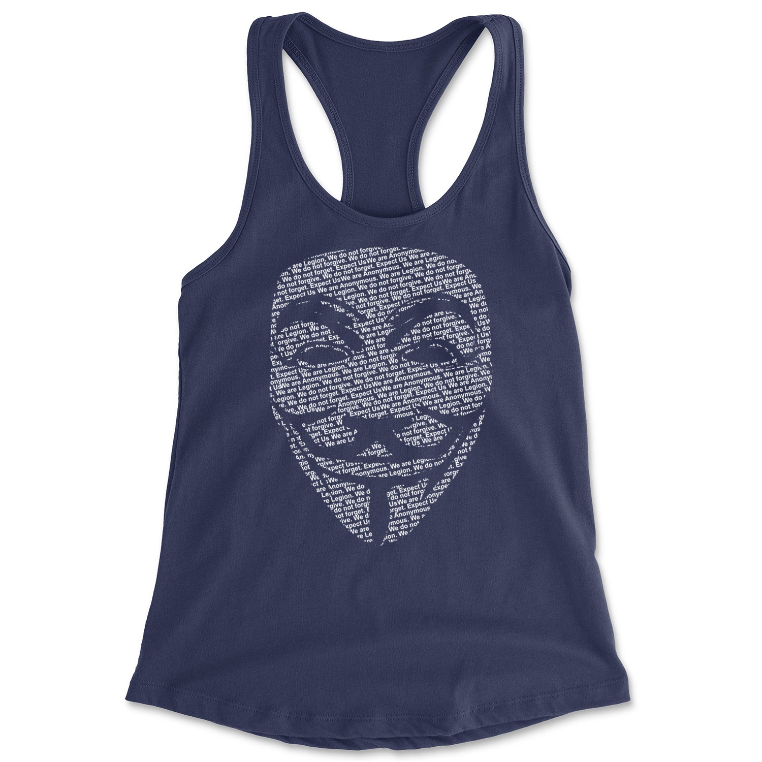 V For Vendetta Anonymous Mask Racerback Tank Top for Women Navy Blue