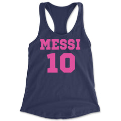 Messi World Soccer Futbol Messiami Racerback Tank Top for Women Navy Blue