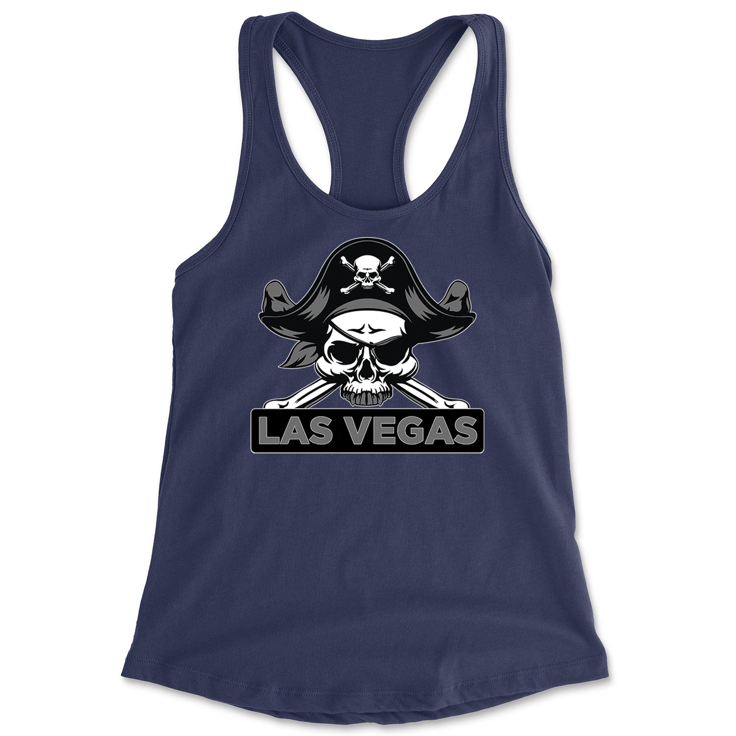 Raider Skull Straight Outta Las Vegas Racerback Tank Top for Women Navy Blue