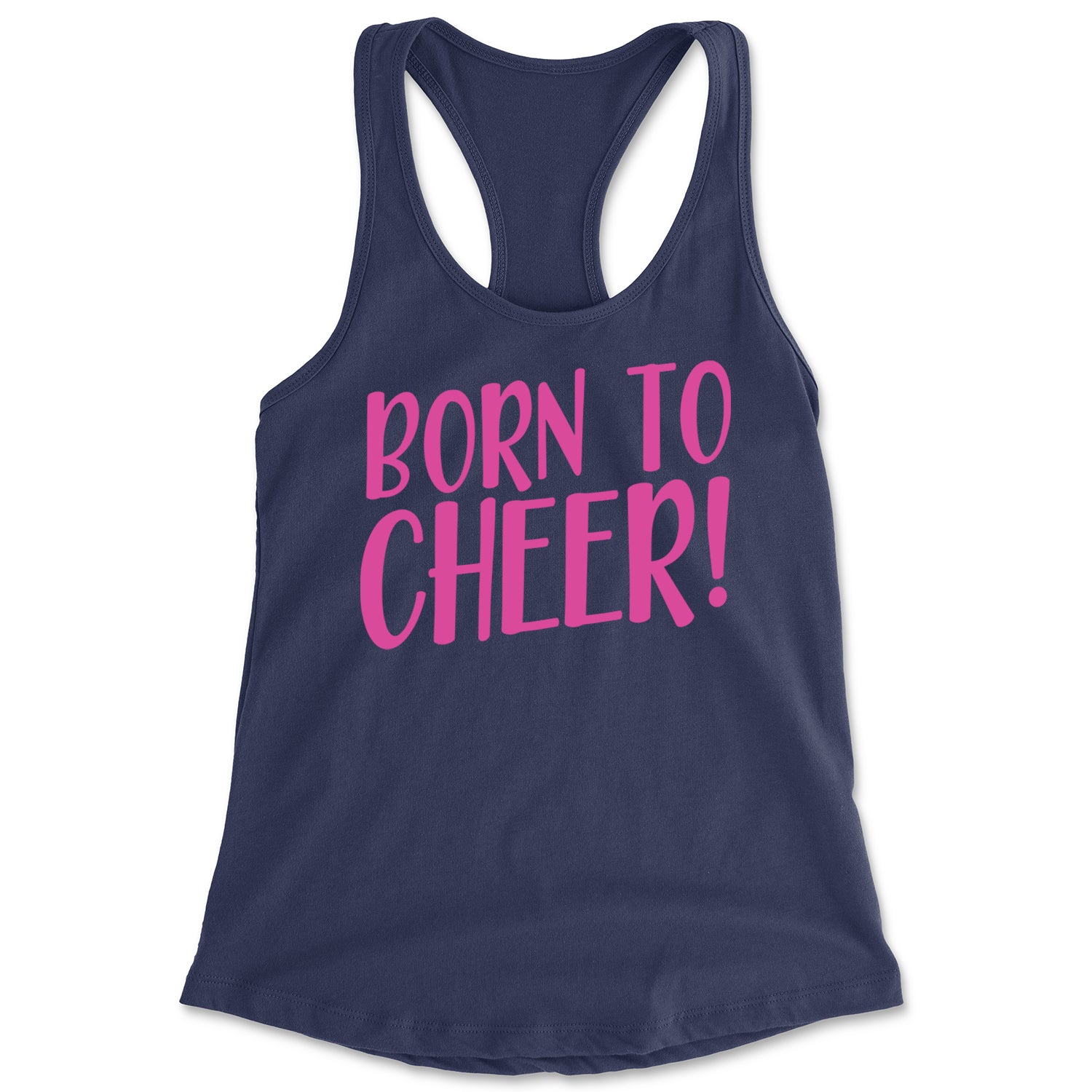 Born To Cheer Racerback Tank Top for Women Navy Blue