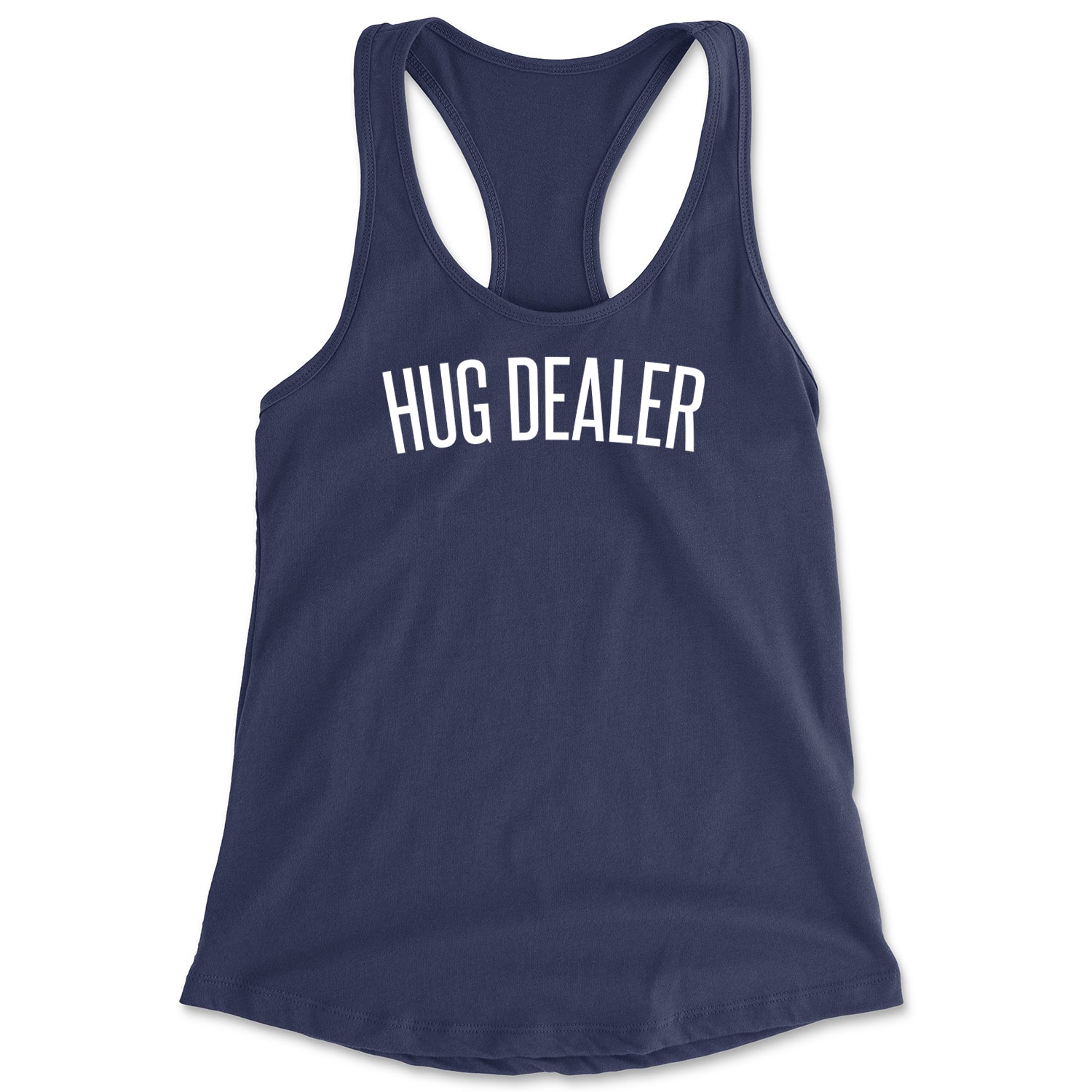 Hug Dealer Funny Hug Lover Racerback Tank Top for Women Navy Blue