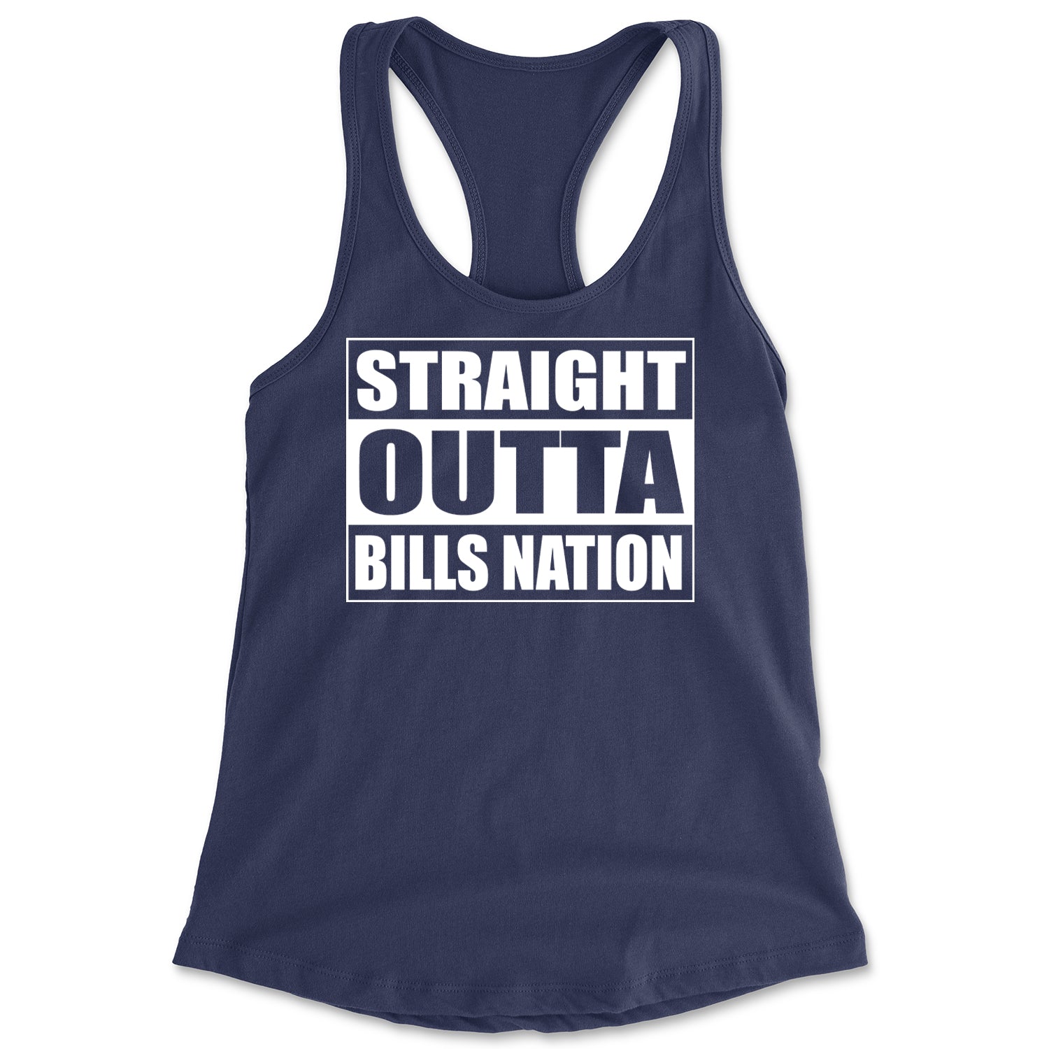 Straight Outta Bills Nation  Racerback Tank Top for Women Navy Blue