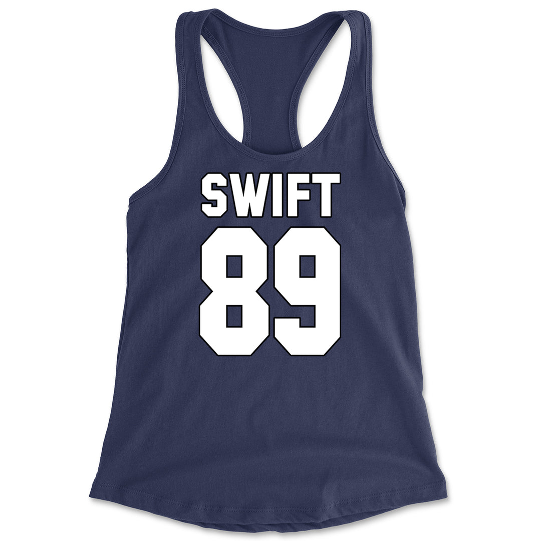 Swift 89 Birth Year Music Fan Era Poets Department Lover Racerback Tank Top for Women Navy Blue