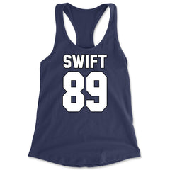 Swift 89 Birth Year Music Fan Era Poets Department Lover Racerback Tank Top for Women Navy Blue
