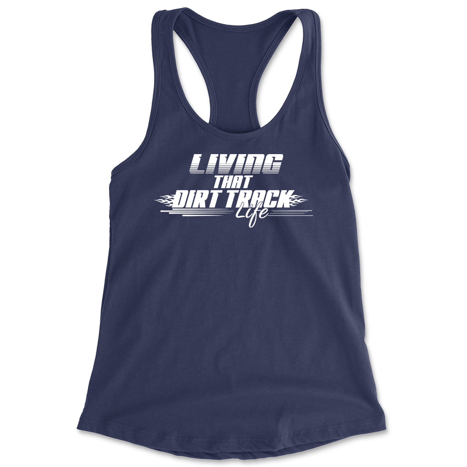 Living That Dirt Track Life Racerback Tank Top for Women Navy Blue