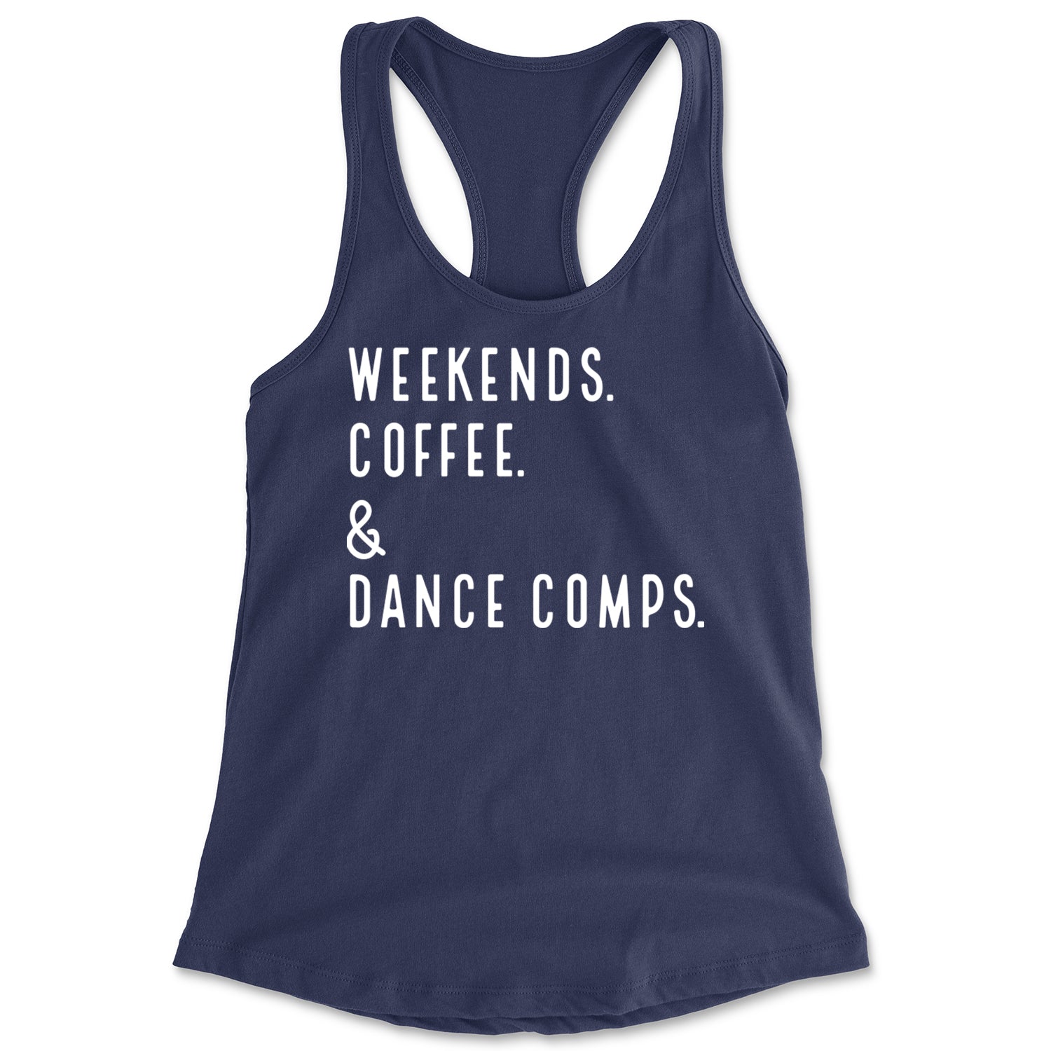 Weekends, Coffee and Dance Comps Racerback Tank Top for Women Navy Blue